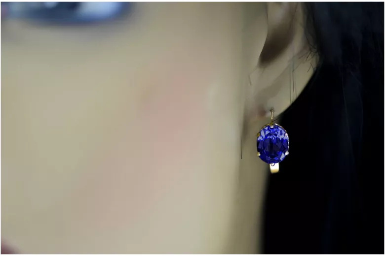 8K жълто злато 333 Sapphire Обеци vec003x-sp Руски Съветски СССР Винтидж бижута Ар-деко style Art Deco